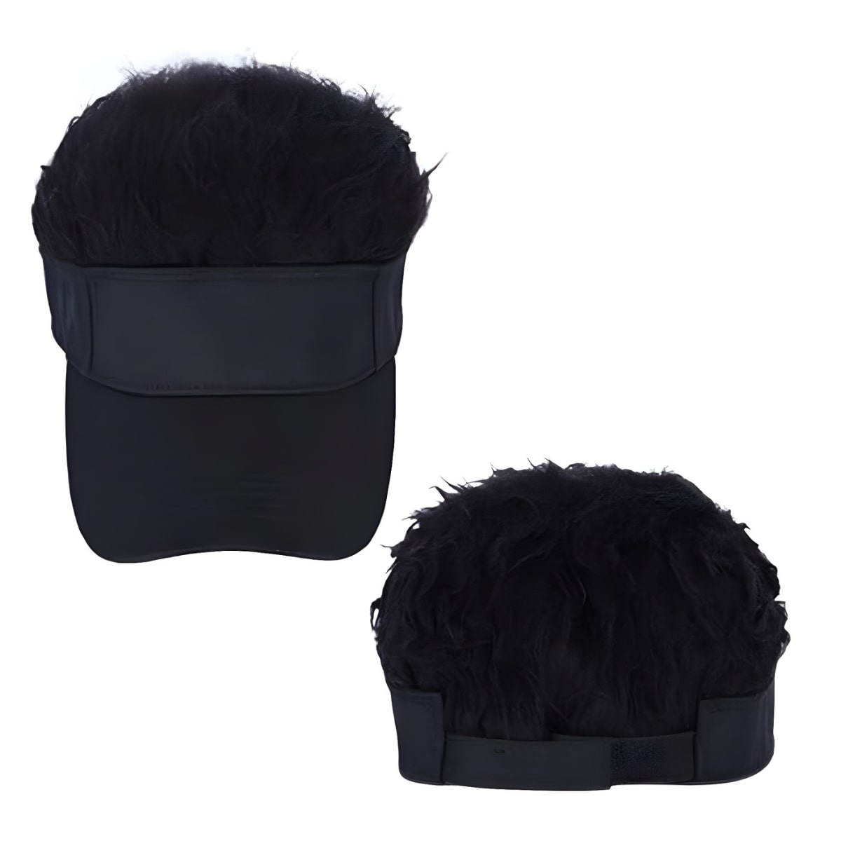 .VISERA DE CABELLO ARTIFICIAL - AJUSTABLE PARA CABEZAS DE TODOS LOS TAMAÑOS (NEGRO)